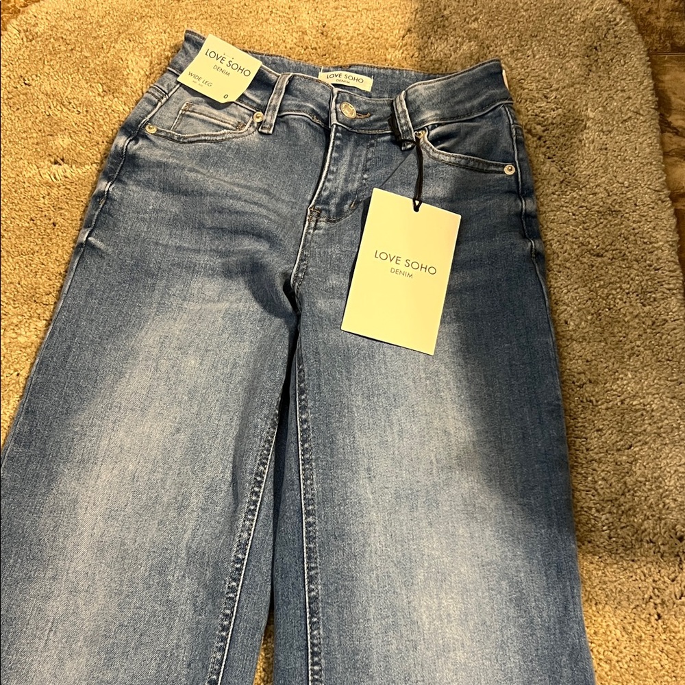One Teaspoon Dark Blue Wide Leg Jeans